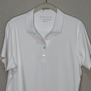 Peter Millar Women's White Golf Polo Shirt Size Large SPF 50 Golf Tennis - Flair - Style