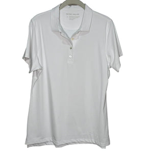 Peter Millar Women's White Golf Polo Shirt Size Large SPF 50 Golf Tennis - Flair - Style