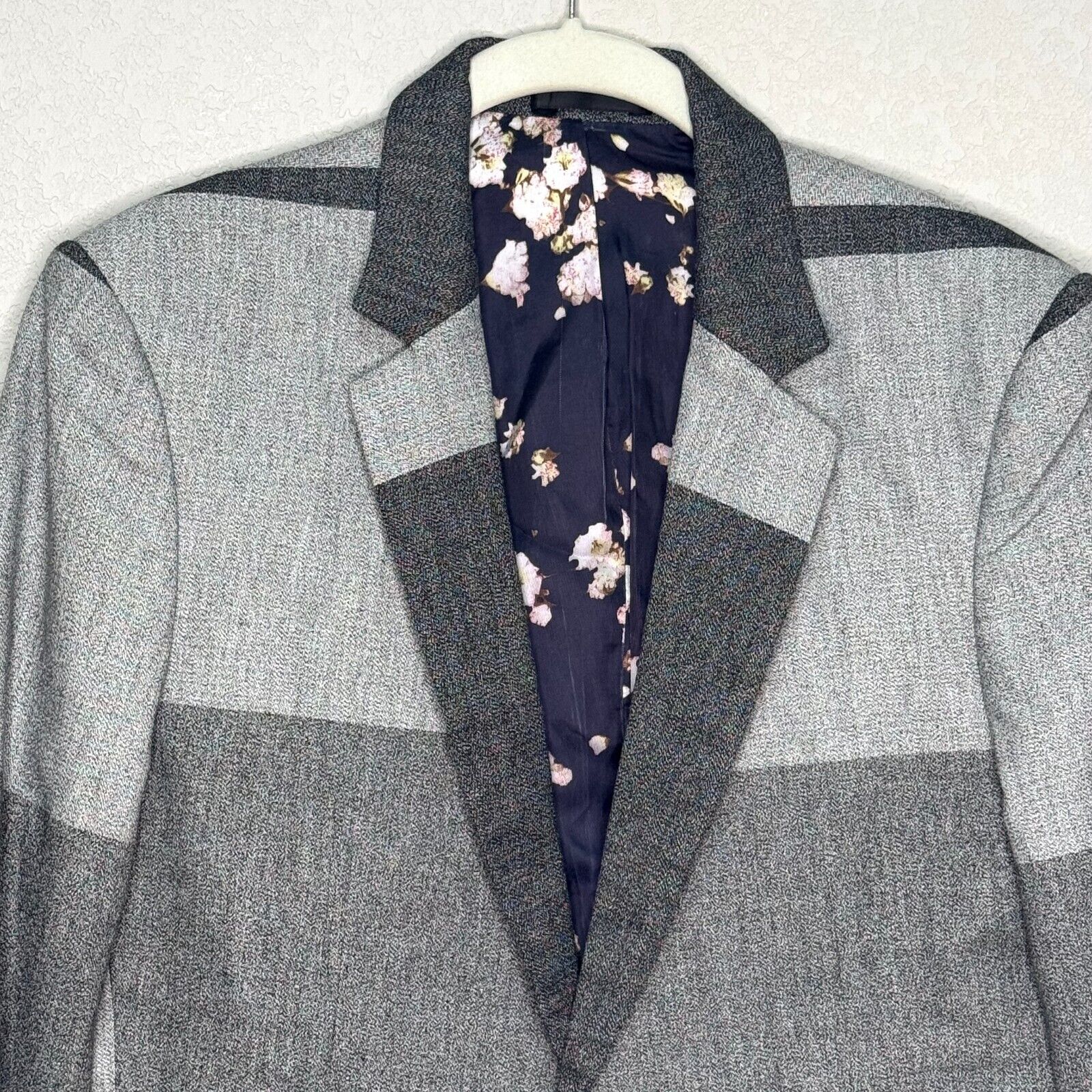 Pour Homme Blazer Jacket Size Small Womens Unique Grey Colorblock Lined Trendy - Flair - Style