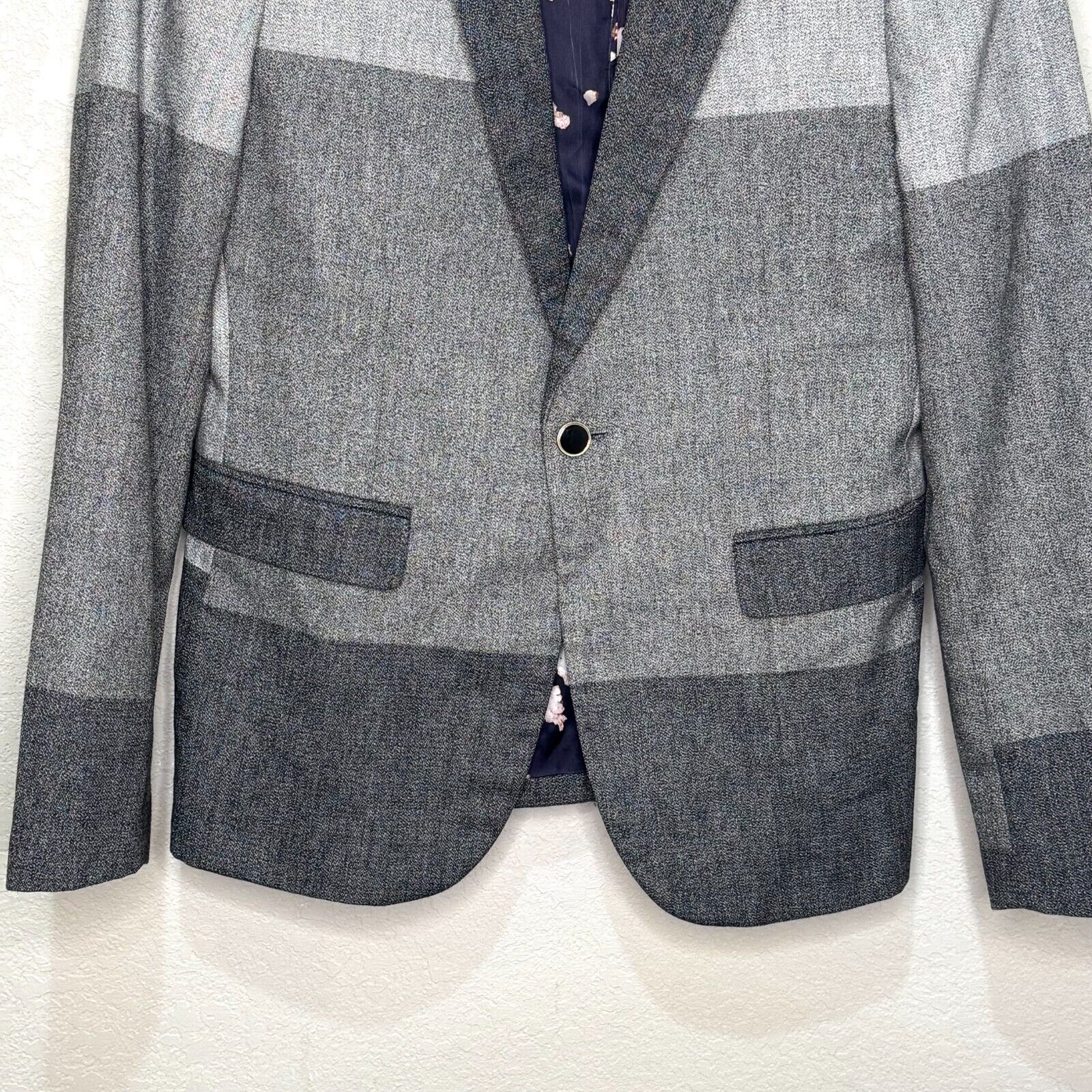 Pour Homme Blazer Jacket Size Small Womens Unique Grey Colorblock Lined Trendy - Flair - Style