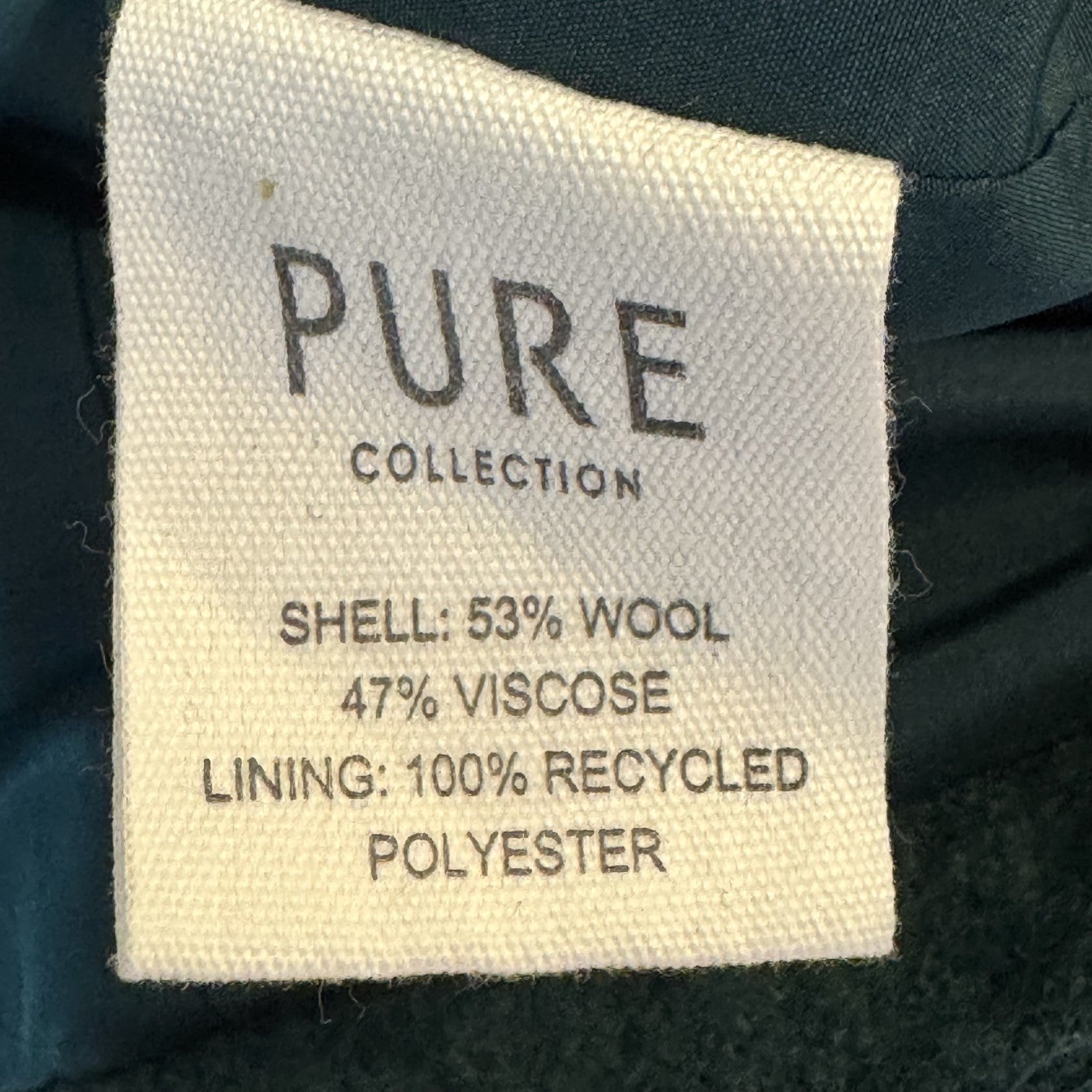 Pure Collection Jacket Womens US 6 Green Wool Blend Moto Zip Biker Pockets Chic - Flair - Style