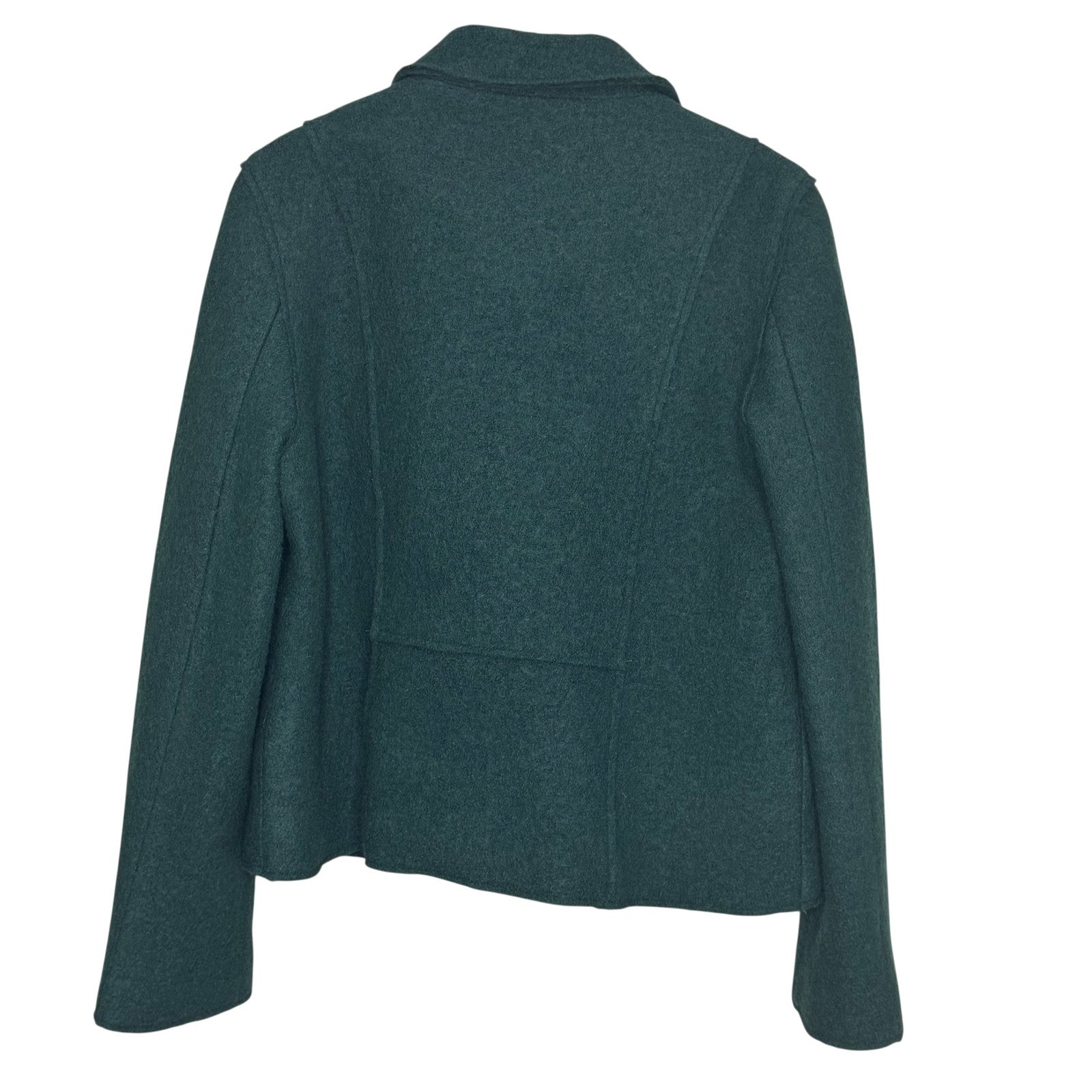 Pure Collection Jacket Womens US 6 Green Wool Blend Moto Zip Biker Pockets Chic - Flair - Style
