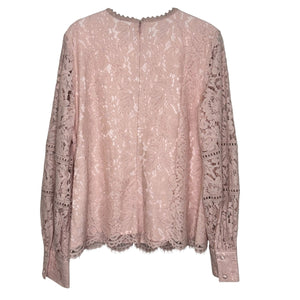 Rachel Parcell Top Womens Large Pink Lace Long Sleeve Blouse Sheer Floral Dressy - Flair - Style