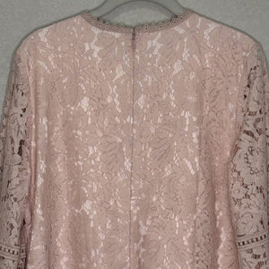 Rachel Parcell Top Womens Large Pink Lace Long Sleeve Blouse Sheer Floral Dressy - Flair - Style