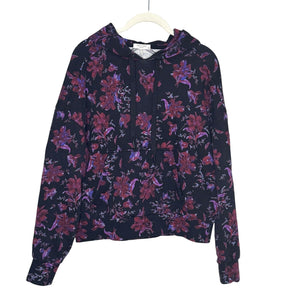 Rag & Bone Hoodie Womens Small Black Purple Red Floral Pullover Organic Cotton - Flair - Style