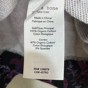 Rag & Bone Hoodie Womens Small Black Purple Red Floral Pullover Organic Cotton - Flair - Style