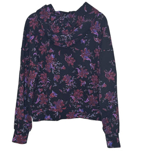 Rag & Bone Hoodie Womens Small Black Purple Red Floral Pullover Organic Cotton - Flair - Style