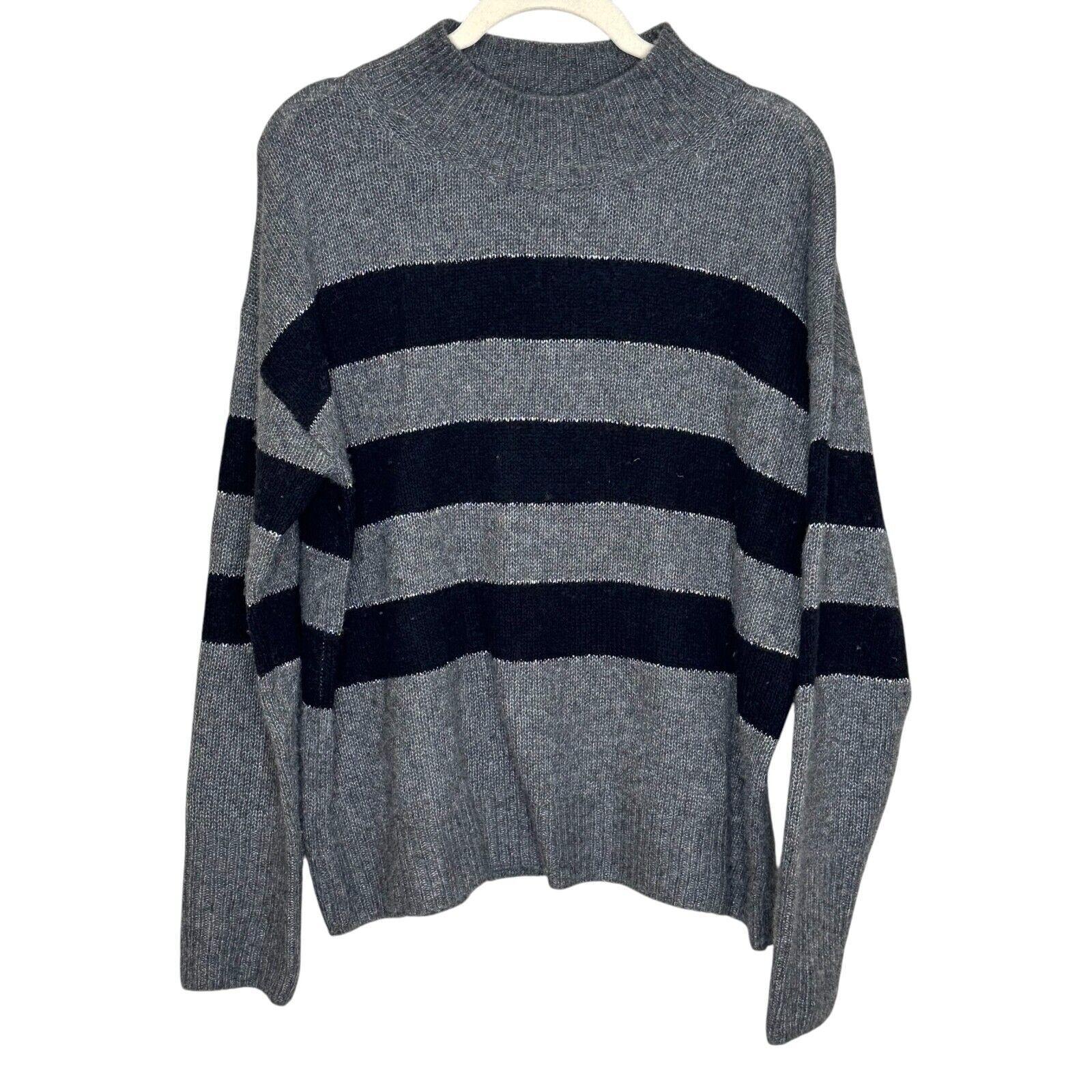 Rails Cashmere Silk Blend Sweater Size Medium Ellise Charcoal Midnight Stripe - Flair - Style