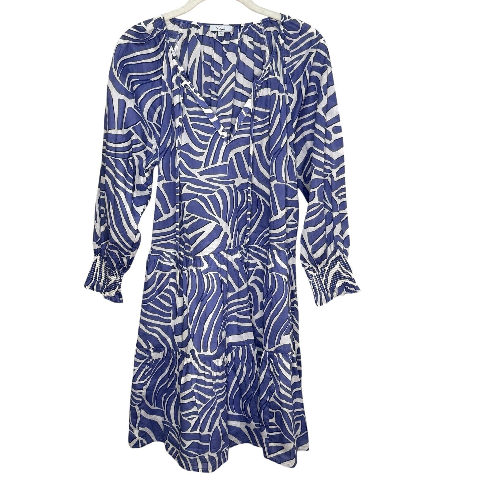 Rails Sia Dress Size Medium Island Waves Blue White Tropical Print Cotton $228 - Flair - Style
