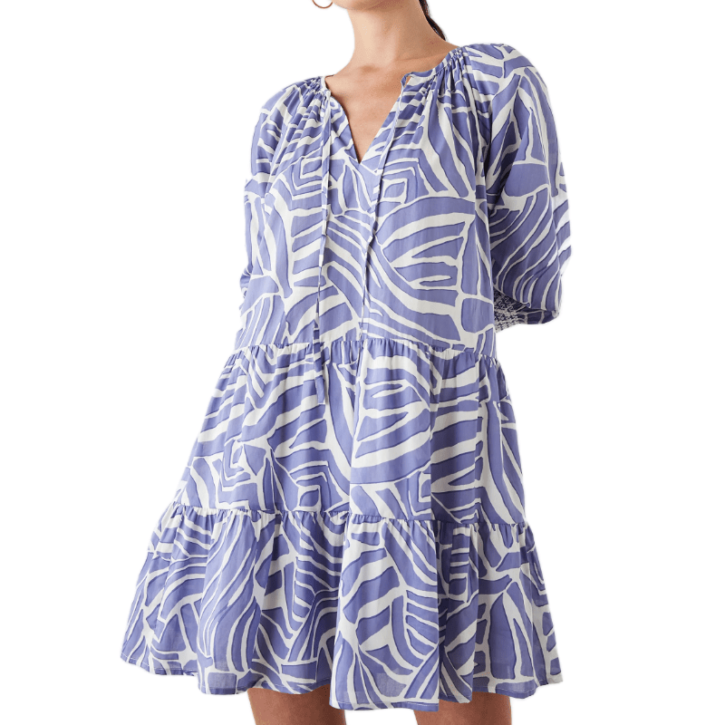 Rails Sia Dress Size Medium Island Waves Blue White Tropical Print Cotton $228 - Flair - Style