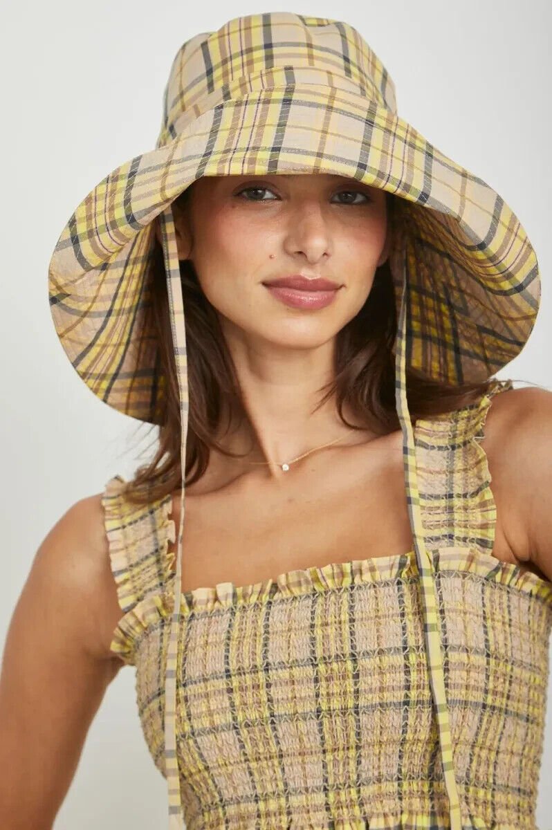 Rails Sunflower Plaid Smocked Sundress w Matching Hat Size Small NEW - Flair - Style