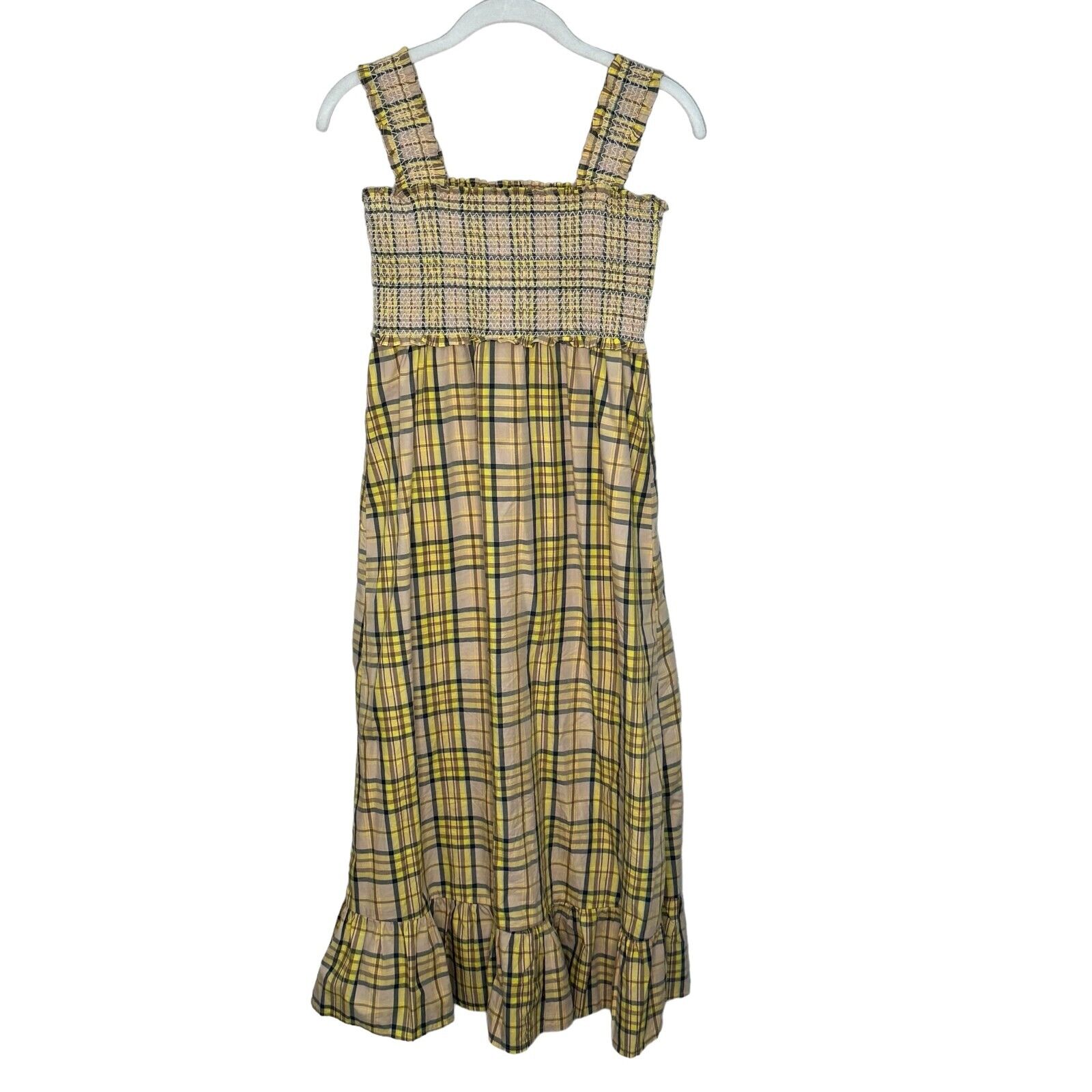 Rails Sunflower Plaid Smocked Sundress w Matching Hat Size Small NEW - Flair - Style