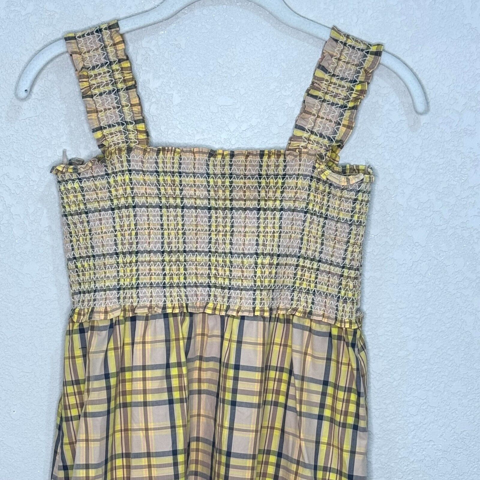 Rails Sunflower Plaid Smocked Sundress w Matching Hat Size Small NEW - Flair - Style