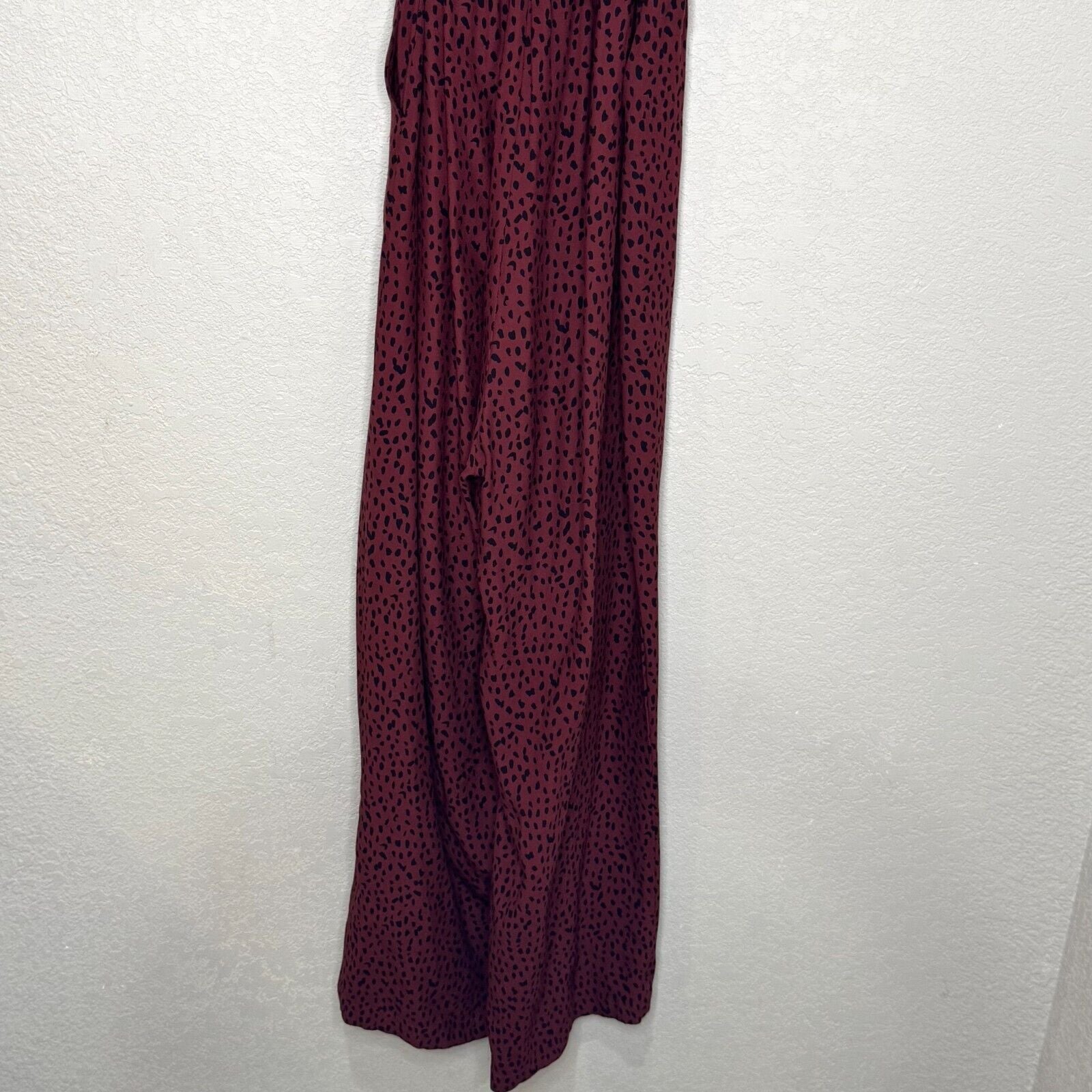 Rails V - Neck Jumpsuit Size Small Rust / Burgundy Spotted Animal Print - Flair - Style
