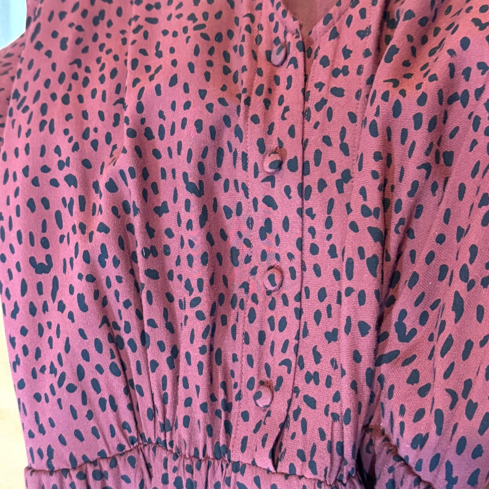 Rails V - Neck Jumpsuit Size Small Rust / Burgundy Spotted Animal Print - Flair - Style