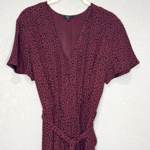 Rails V - Neck Jumpsuit Size Small Rust / Burgundy Spotted Animal Print - Flair - Style