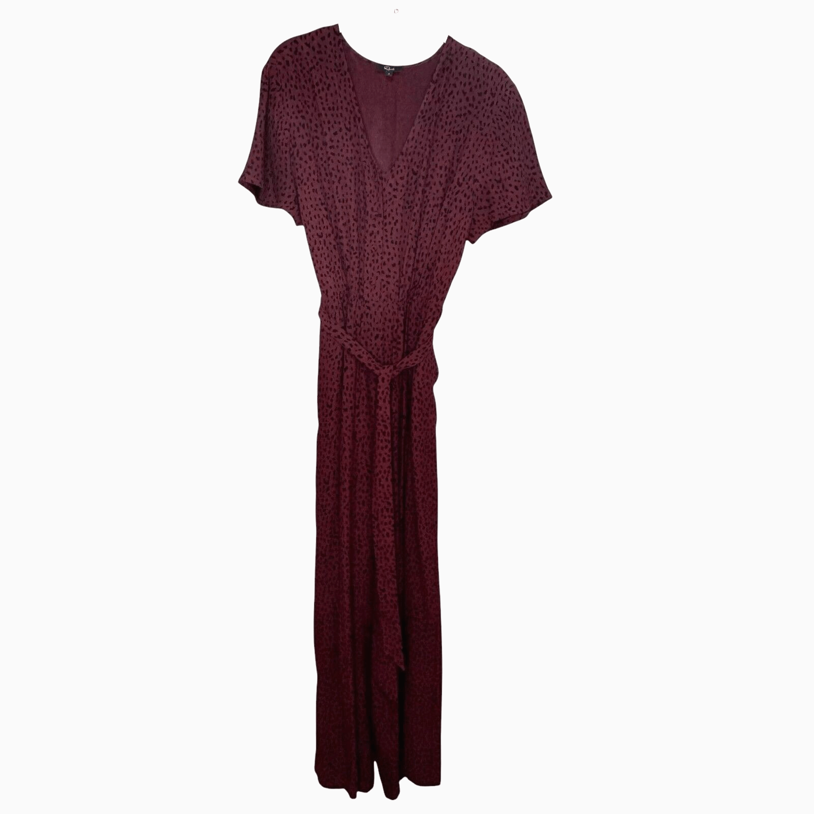 Rails V - Neck Jumpsuit Size Small Rust / Burgundy Spotted Animal Print - Flair - Style