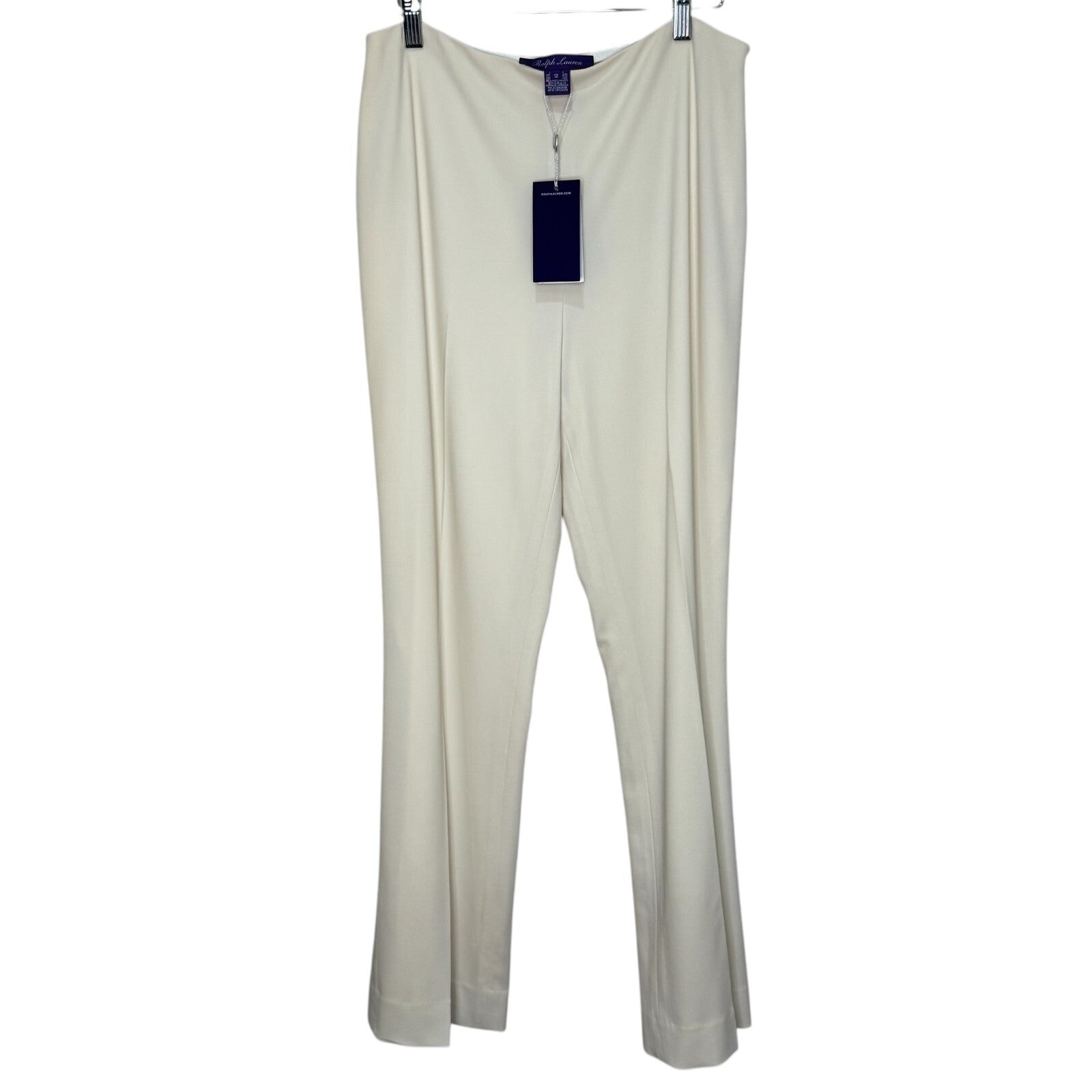 Ralph Lauren Purple Label Womens Trouser Pants Size 12 NEW Ivory Cream Side Zip - Flair - Style