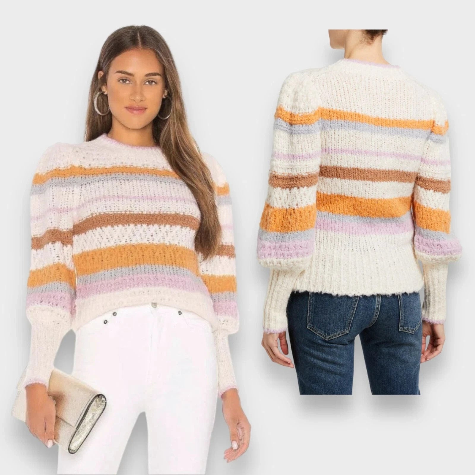Rebecca Taylor Sweater Womens Small Striped Alpaca Wool Blend Pullover - Flair - Style