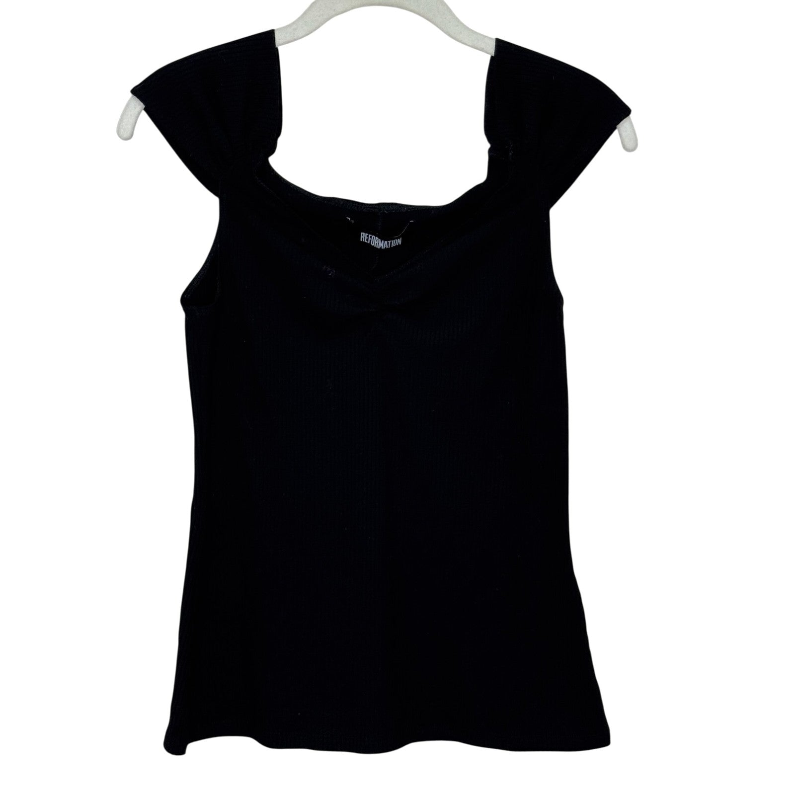 Reformation Tank Top Womens Large Black Ribbed Stretch Knit Sleeveless Shirt USA - Flair - Style
