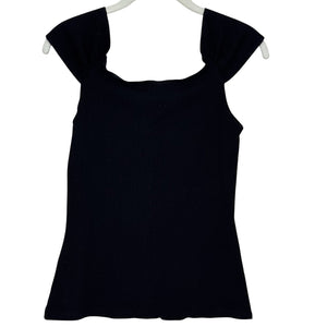 Reformation Tank Top Womens Large Black Ribbed Stretch Knit Sleeveless Shirt USA - Flair - Style