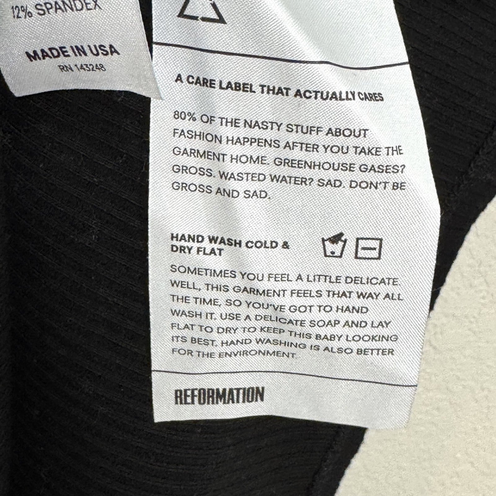 Reformation Tank Top Womens Large Black Ribbed Stretch Knit Sleeveless Shirt USA - Flair - Style