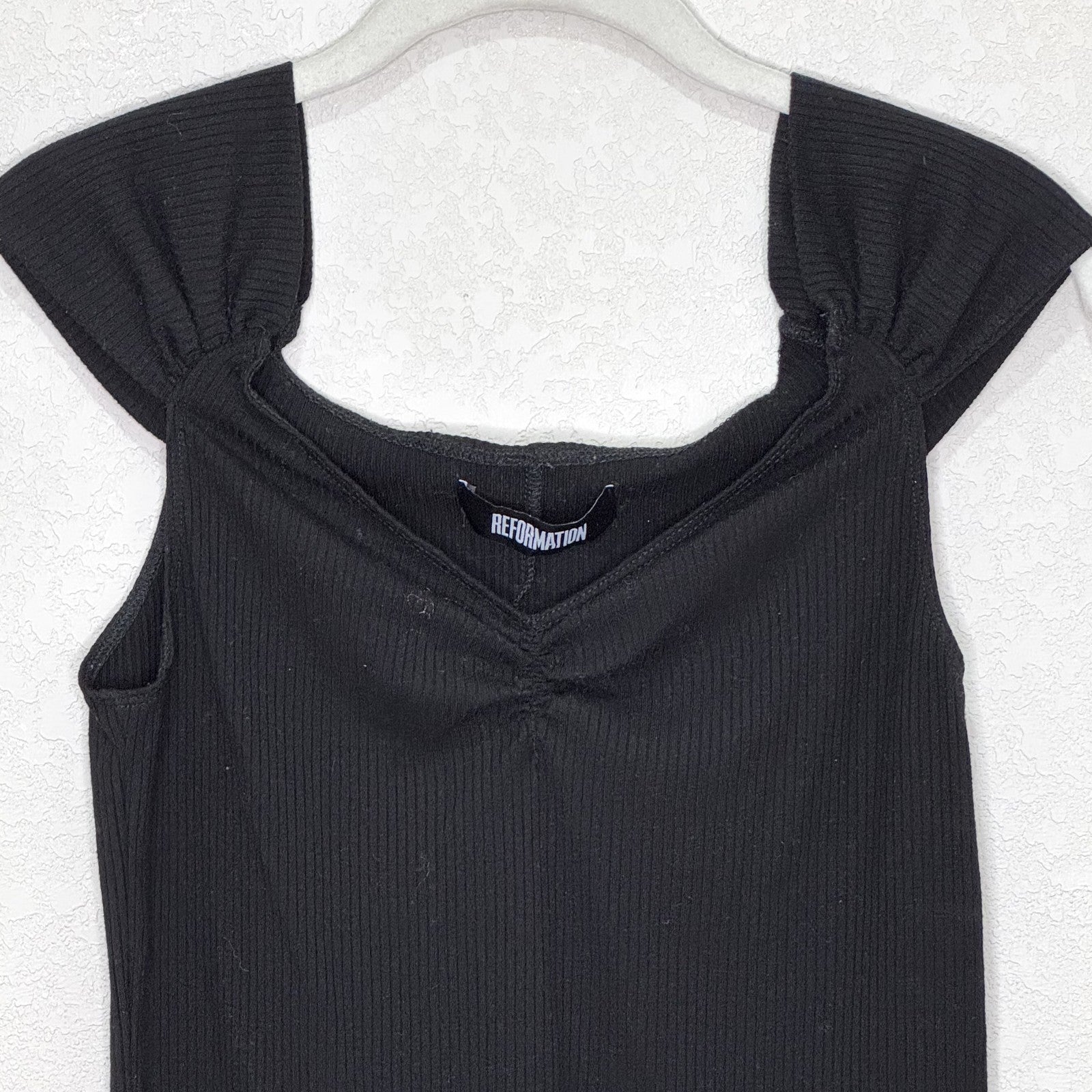 Reformation Tank Top Womens Large Black Ribbed Stretch Knit Sleeveless Shirt USA - Flair - Style
