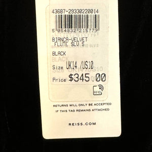 REISS NEW Bianca Black Velvet Mini Dress US Size 10 $345 - Flair - Style