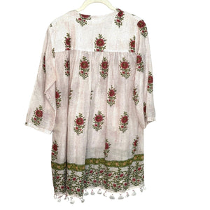 Roller Rabbit Cover - Up Tunic Size Small White Valley Floral Serafina - Flair - Style