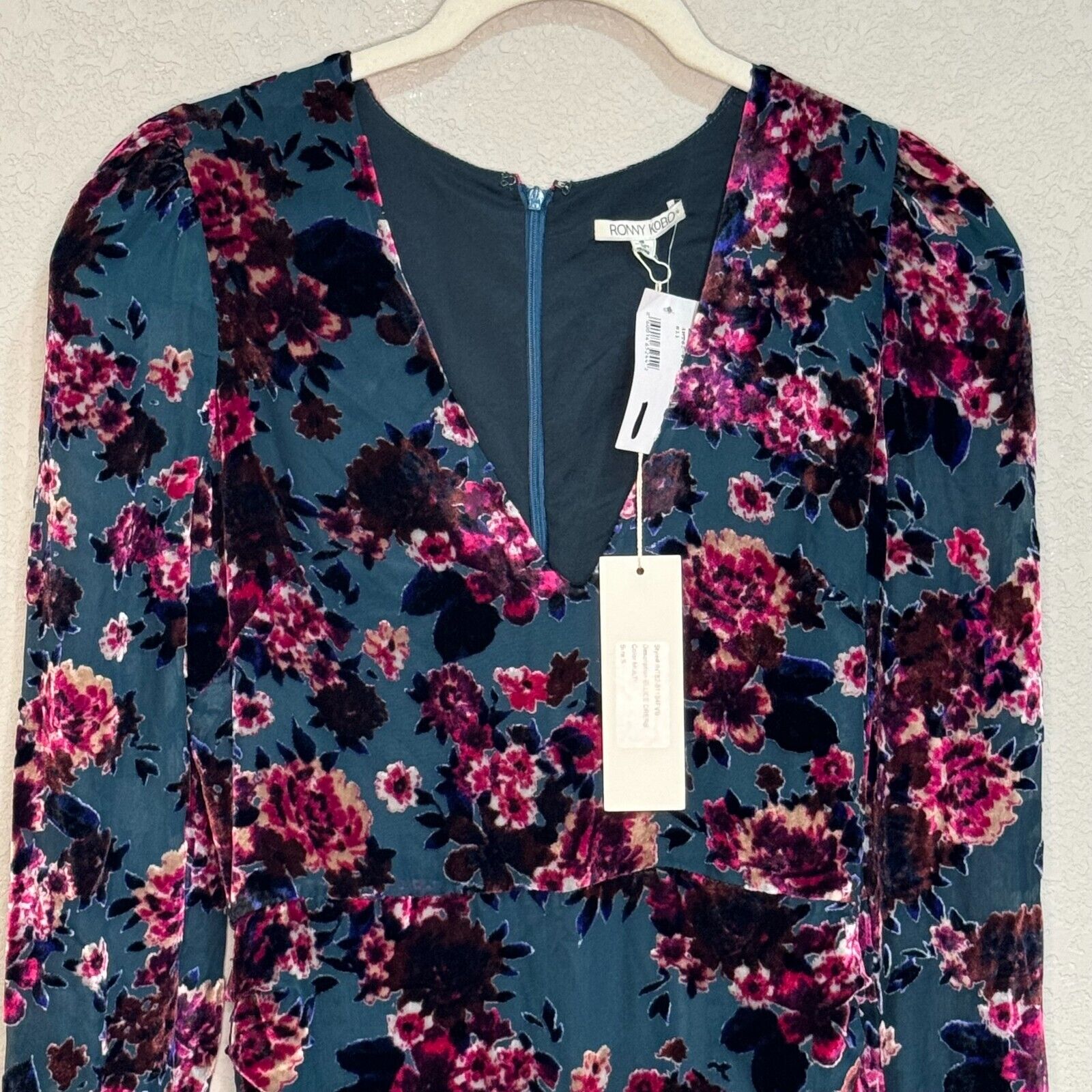 Ronny Kobo Ellice Floral Velvet Burnout Ruched Mini Dress Size Small NEW $498 - Flair - Style