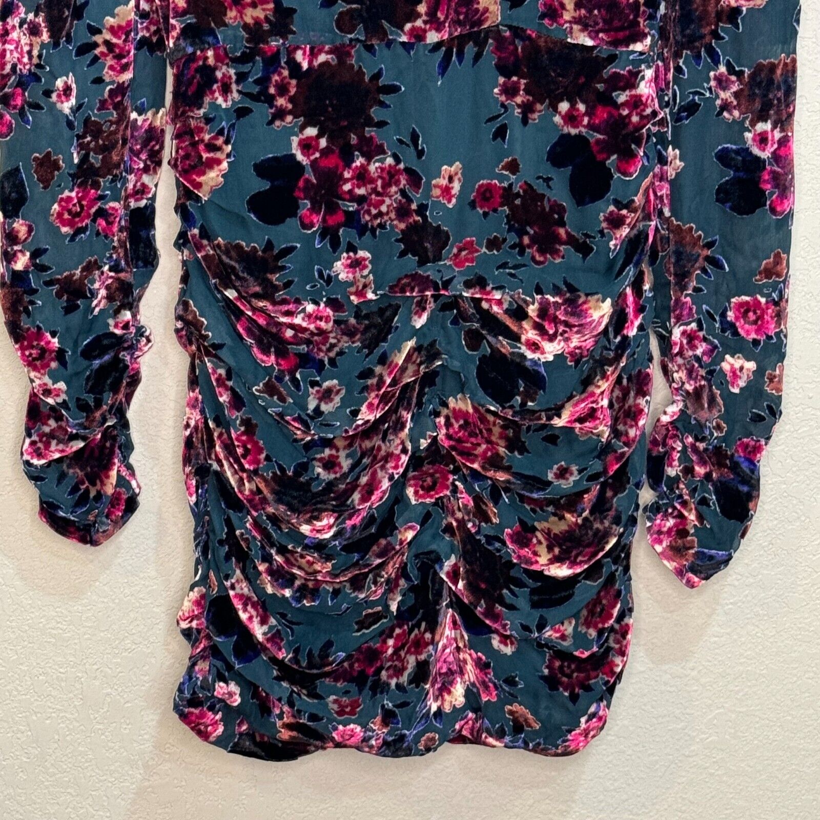 Ronny Kobo Ellice Floral Velvet Burnout Ruched Mini Dress Size Small NEW $498 - Flair - Style