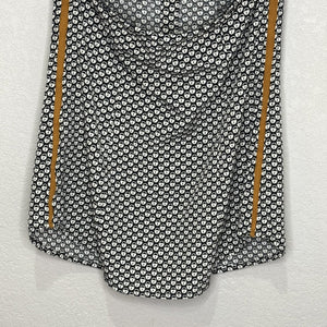 Sachin + Babi Halter Top Womens Medium Black White Lock Print Green Suede Trim - Flair - Style