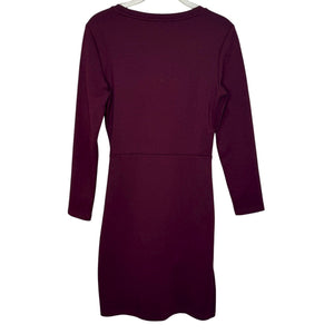 Saks Fifth Avenue Dress Size Small Burgundy Ruched Side Long Sleeve Bodycon Knit - Flair - Style