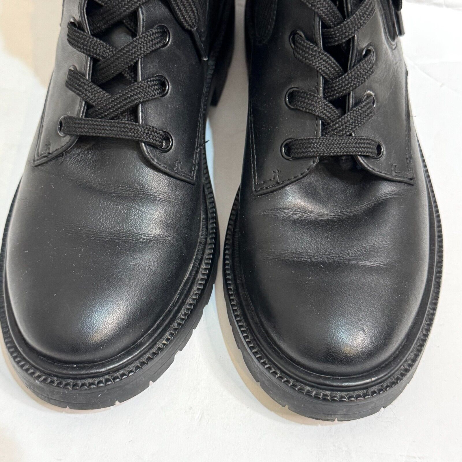 Sam Edelman Lydell Womens Combat Boots Leather Knit Black Size 6 - Flair - Style