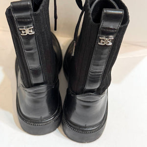 Sam Edelman Lydell Womens Combat Boots Leather Knit Black Size 6 - Flair - Style