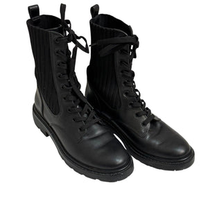 Sam Edelman Lydell Womens Combat Boots Leather Knit Black Size 6 - Flair - Style