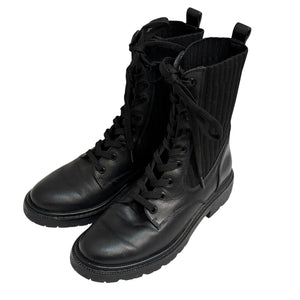 Sam Edelman Lydell Womens Combat Boots Leather Knit Black Size 6 - Flair - Style