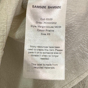 Samsoe Samsoe Margot Blouse Size XS White Puff Sleeve Collared Top - Flair - Style