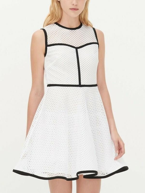 Sandro Paris Dress US Size 6 8 (3) White Fit and Flare Tulle Underlay Mesh - Flair - Style