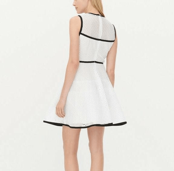 Sandro Paris Dress US Size 6 8 (3) White Fit and Flare Tulle Underlay Mesh - Flair - Style