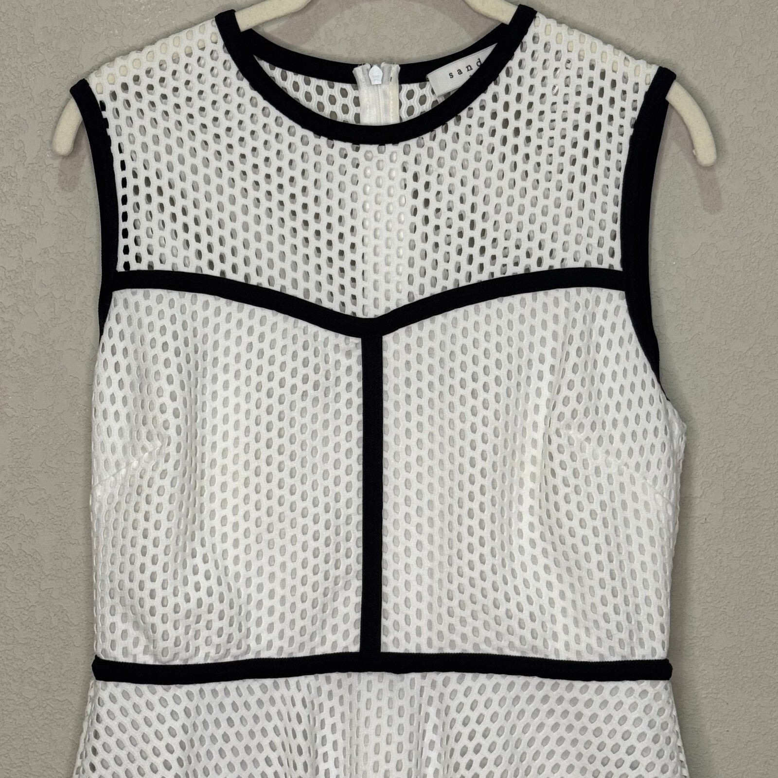 Sandro Paris Dress US Size 6 8 (3) White Fit and Flare Tulle Underlay Mesh - Flair - Style