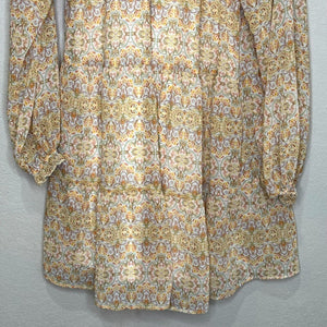Show Me Your Mumu Paisley Birdie Mini Dress Size Large Floral Sheer Sleeves - Flair - Style