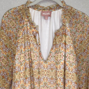 Show Me Your Mumu Paisley Birdie Mini Dress Size Large Floral Sheer Sleeves - Flair - Style