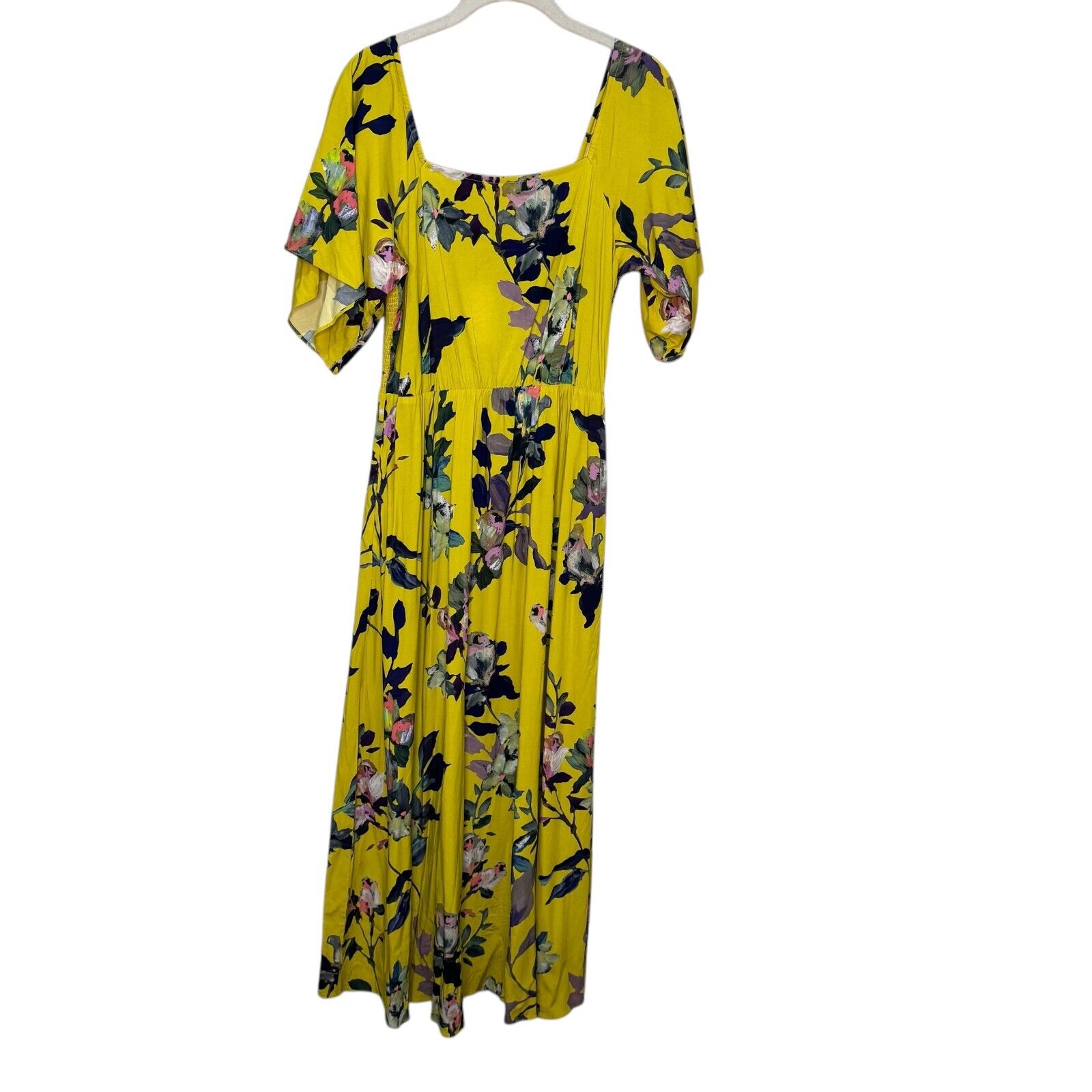 Soft Surroundings Maxi Dress Size Small Maise Floral Smocked Square Neck - Flair - Style