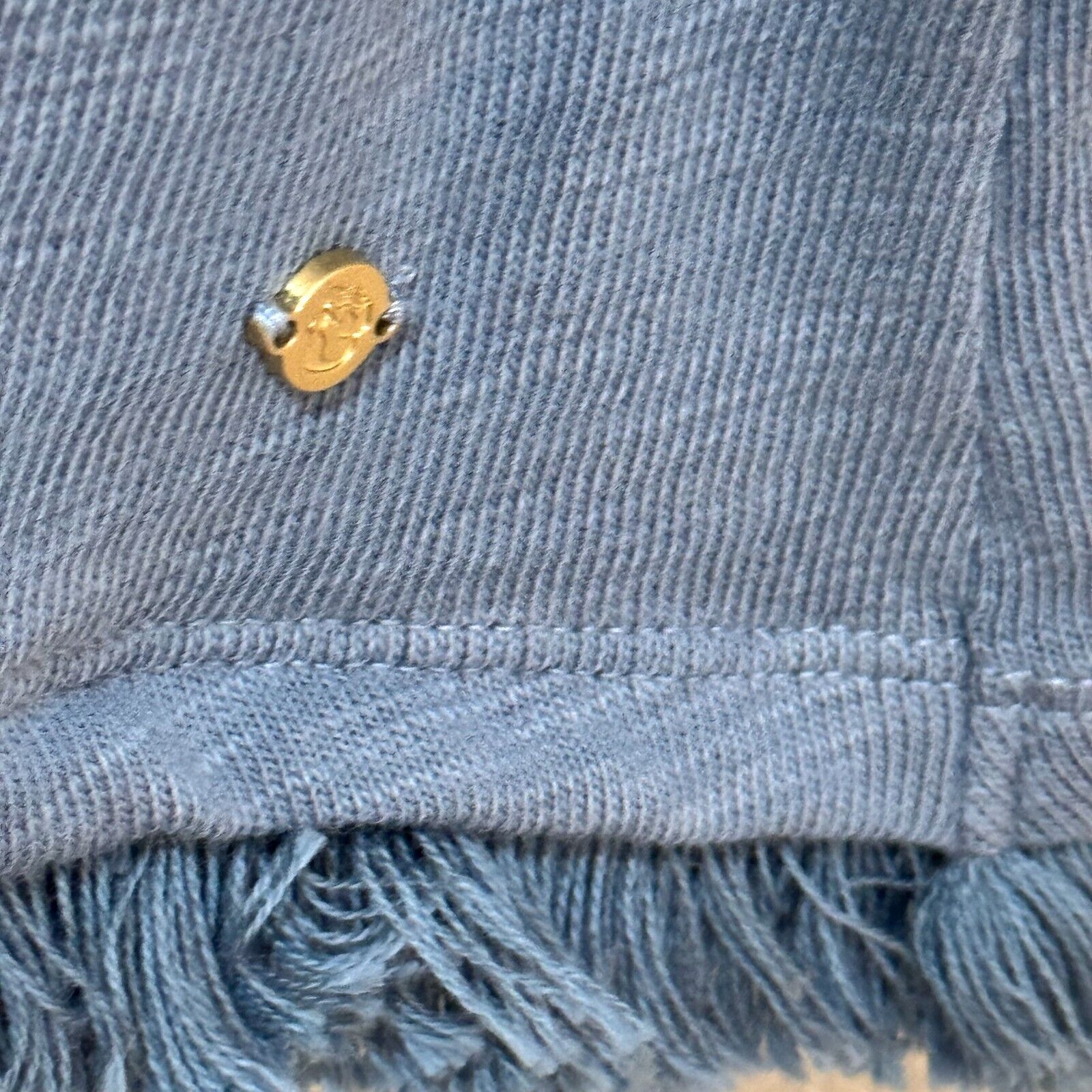Spartina 449 Hudson Fringe Shirt Top Shoulder Buttons Size Large Blue Mirage - Flair - Style