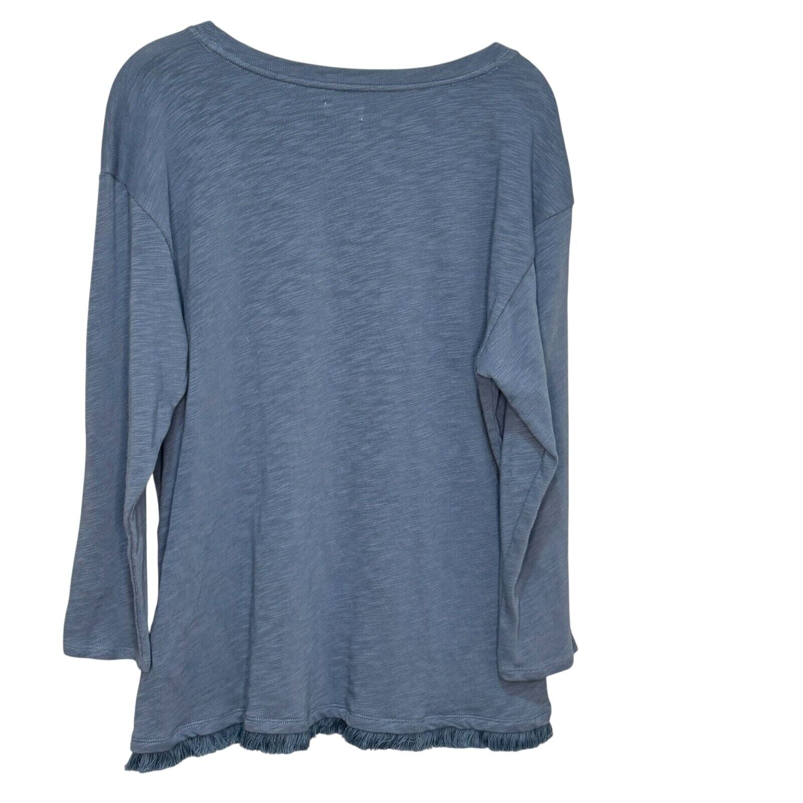 Spartina 449 Hudson Fringe Shirt Top Shoulder Buttons Size Large Blue Mirage - Flair - Style