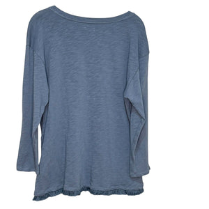 Spartina 449 Hudson Fringe Shirt Top Shoulder Buttons Size Large Blue Mirage - Flair - Style