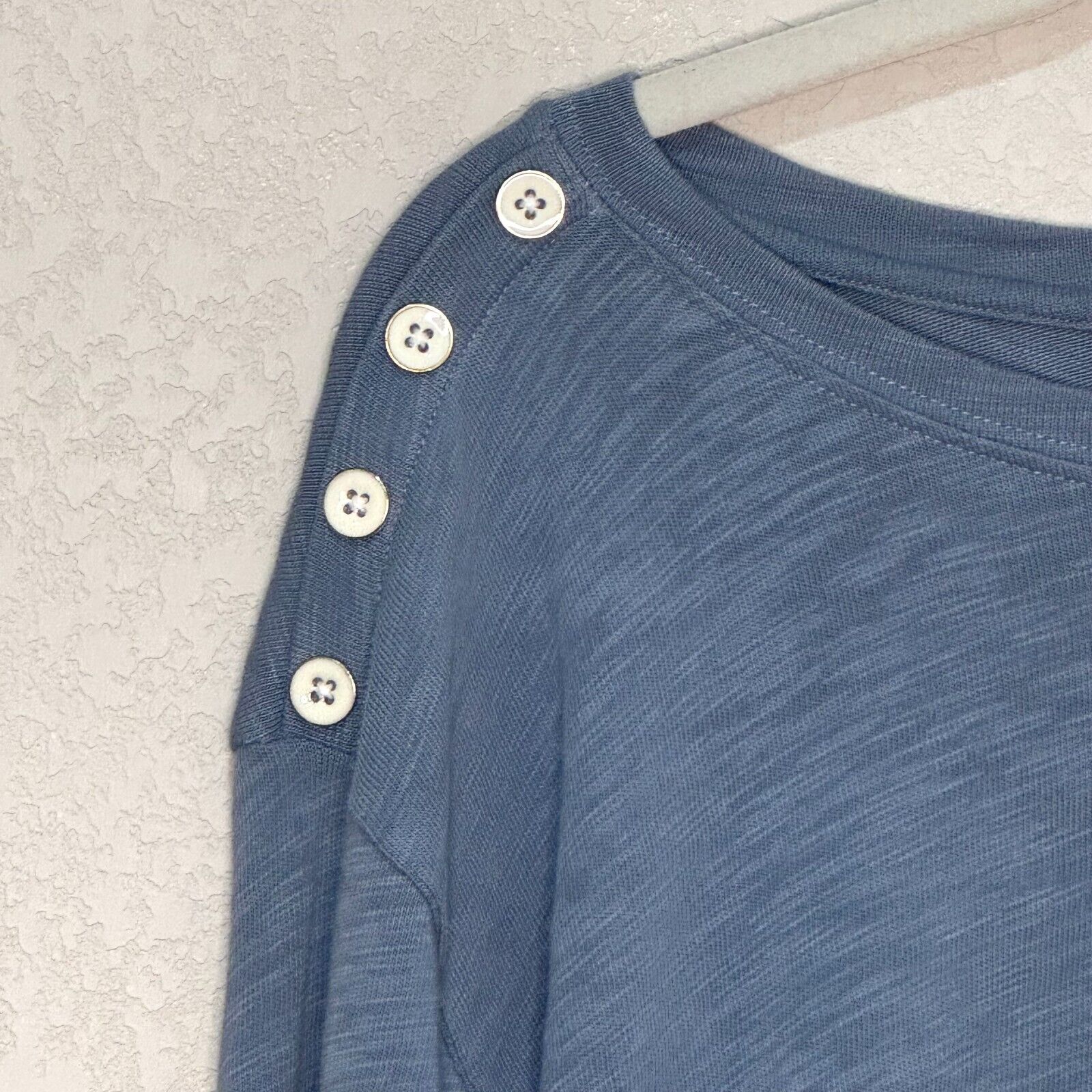 Spartina 449 Hudson Fringe Shirt Top Shoulder Buttons Size Large Blue Mirage - Flair - Style