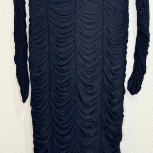 Sue Wong Nocturne Maxi Dress Gown Size 8 Black Long Sleeve Ruched - Flair - Style