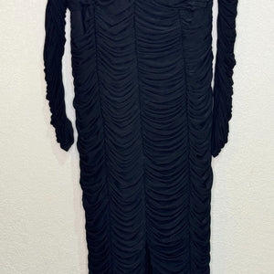 Sue Wong Nocturne Maxi Dress Gown Size 8 Black Long Sleeve Ruched - Flair - Style